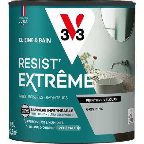 Peinture multi-supports Cuisine & Bain Resist'Extrême® V33 Gris zinc satin 0,5L