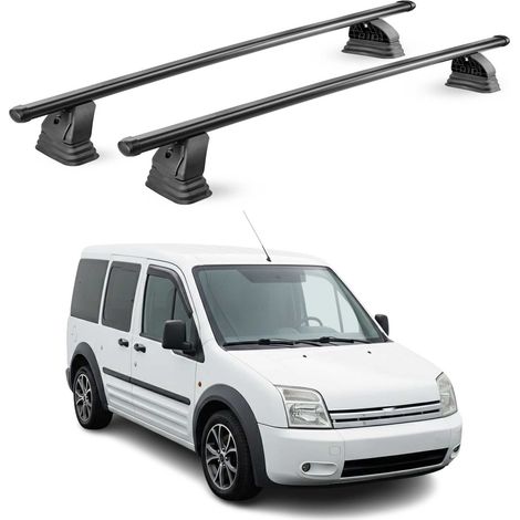 OMAC Barres de toit transversales en acier pour Ford Connect I 2002-2013 – TÜV / DIN 75302:2019 – Antivol inclus – Rainure en T (accessoires) – Charge max 75 kg – 2 barres – Noir (1/4)
