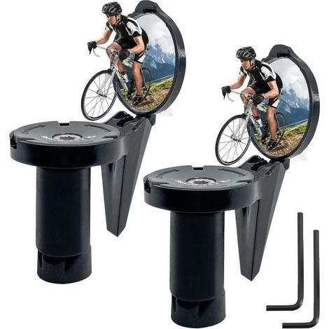 2 Pièces Retroviseur Velo,360° Rotatifs Rétroviseur Vélo,Retroviseur Embout de Guidon 16-22 mm,Petit Miroir de Vélo pour Velo Route (1/4)