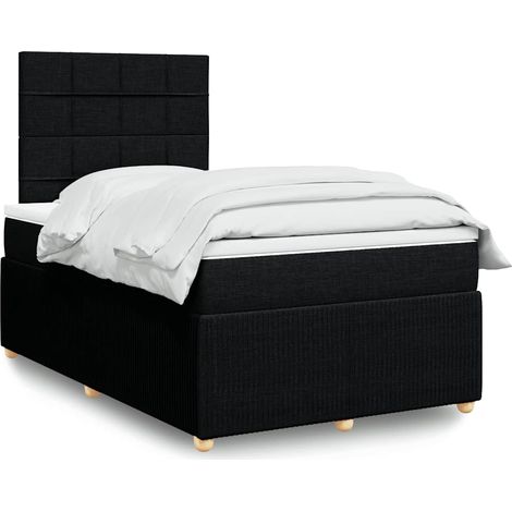vidaXL Sommier à lattes de lit avec matelas noir 120x190 cm tissu (1/5)