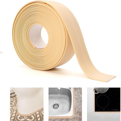 Caulking tape, sealing tape for kitchen sink, toilet, bathroom, 2 rolls (3.2 m x 2.2 cm, yellow)