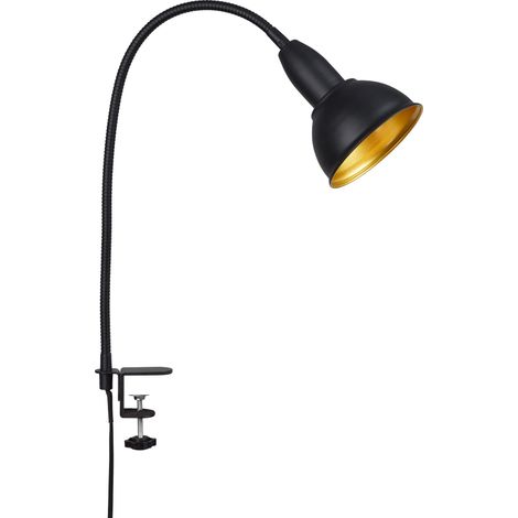 Lampe de lecture rétro en métal avec bras flexible et interrupteur marche/arrêt 1 ampoule E14 max. 25 W Noir/doré (1/5)