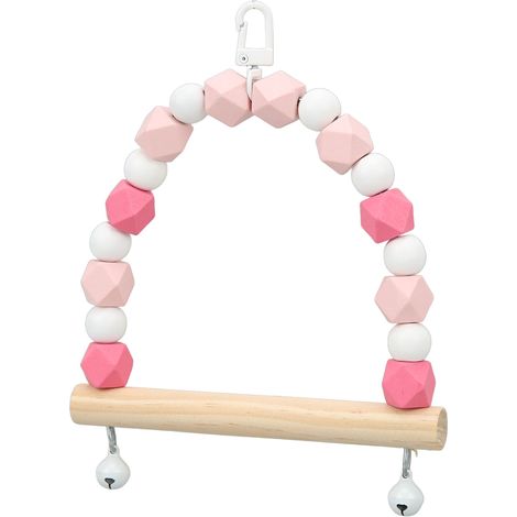 Balançoire pour perroquet, perles en bois colorées, clochettes, jouet suspendu pour perruche (1/5)