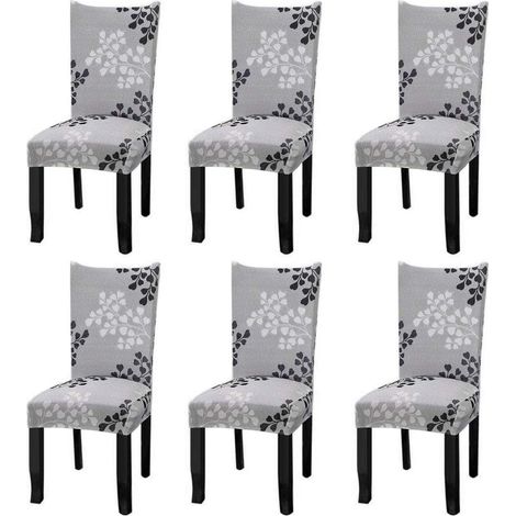 Housses de chaise extensibles universelles lot de 6 housses de chaise pour chaise salle à manger feuilles d'automne (1/4)