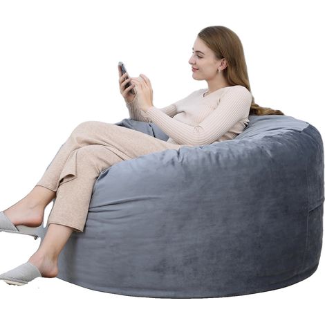 Sillón tipo puf, espuma viscoelástica de alta resiliencia, funda de terciopelo holandés, gy (1/2)