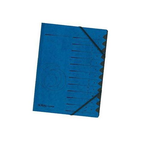 Ordnungsmappe Qualitiy DIN A4 355g/m² Karton Farbe: blau Farbe des Fächerblocks: schwarz 12 Fächer (1/3)