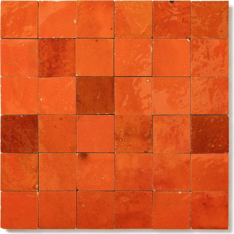 Carrelage Zellige Marocain Orange Pétillant 5x5 cm  (vendu par plaque de 30x30 cm soit 0,09 m²) - RO'MA NATURE