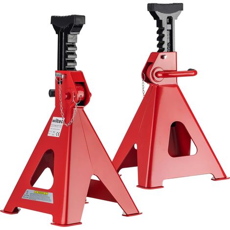 Wiltec Unterstellbock 2er Set, Stützbock bis 12 t, Böcke höhenverstellbar 49-75 cm, Arbeitsbock mit Sicherungsbolzen, Auto Bock rutschfestes Gummi