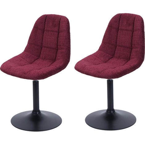 [JAMAIS UTILISÉ] Lot de 2 chaises de salle à manger HHG-837, chaise de cuisine chaise pivotante, acier MVG tissu/textile chenille (465g/m²), bordeaux (1/5)