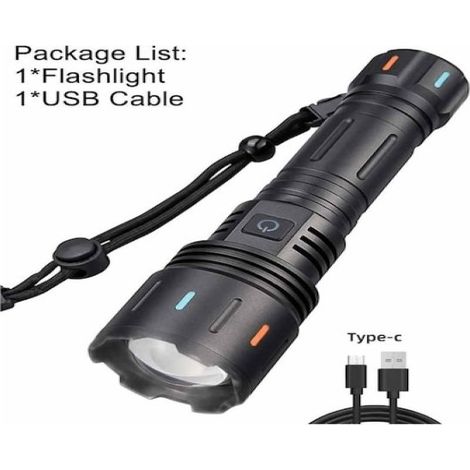 Lampe de poche d'extérieur haute puissance, laser blanc, œil d'aigle, grande lentille convexe avec extension fluorescente, lumen élevé (1/5)