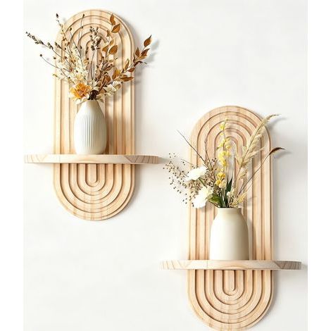 Pièces Étagères Murales Bois, Design Arche Bohème, Support Décoration Cuisine Salon (1/5)