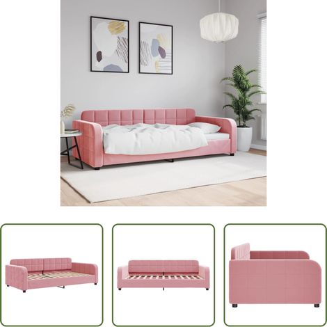 vidaXL Canapé - Lit de repos sans matelas rose 90x200 cm velours (1/5)