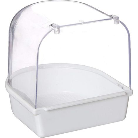 1 Bain Oiseau, Plastique, Compact 12x12x12,5cm, Accessoire Cage, Pour Perruches Pinsons (1/5)