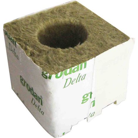Cube de laine de roche 7,5x7,5x6,5cm – Grand trou 38mm – Capacité de rétention d'eau 690ml/L – Support de culture NF U 44-551 – Grodan