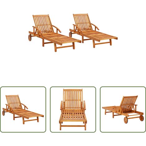 Chaise longue bois - Chaises longues lot de 2 Bois d'acacia solide (1/5)