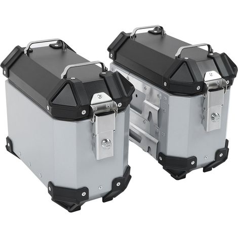 Boîte Latérale de Moto 18L Autocollant Léger avec Autocollant Réfléchissant pour L'alliage D'aluminium de Moto (Silver) (1/4)