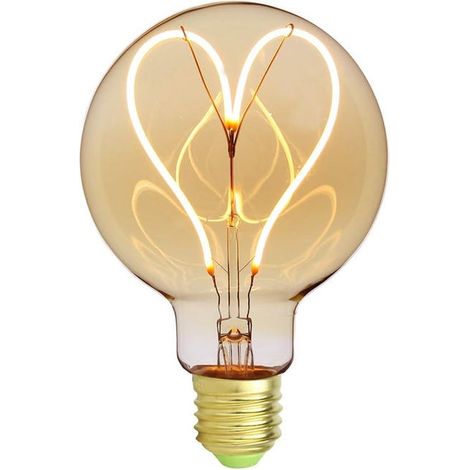 Ampoule Edison vintage classique G95 coeur Motif Filament LED doux Verre ambre 4W 220/240V Culot E27 (1/4)