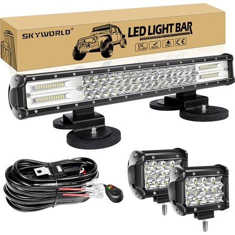 Barre lumineuse LED, construction durable, motifs de faisceau polyvalents, 20in 2X36W Fil (1/2)