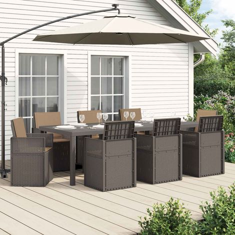 vidaXL Ensemble de salle à manger pour jardin 9 pc Gris clair et Taupe (1/5)