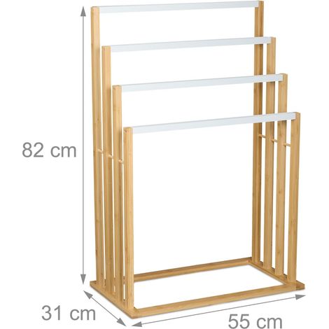 Toallero decorativo práctico 4 barras para baño 75 x 60 x 15 cm de bambú natural 130015093 (1/4)