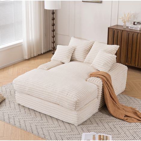 Sillón chaise longue ergonómico de cordón beige OKMYHOME (1/5)