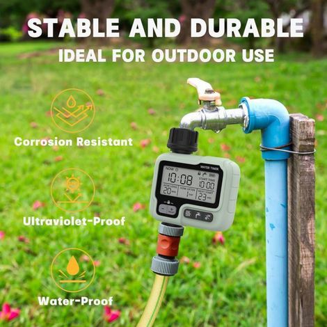 Minuterie D'irrigation - Contrôleur D'eau Étanche Ip5 - Écran Lcd Grand Format - Pour Arrosage Automatique De Jardin Balcon Terrasse - 1 Pièce (1/5)