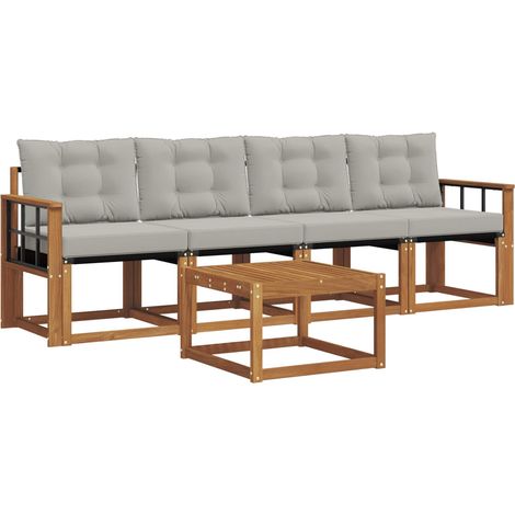 Conjunto de sofás de exterior 5 pcs Gris Natural y Claro vidaXL (1/5)