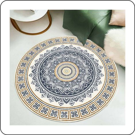 Tapis Rond Doux et Lavable Antidérapant - Pour Salon ou Chambre - Moquette de Sol Décorative et Confortable (1/5)