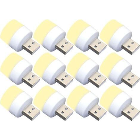 12-pack Mini USB LED Night Light Bulbs, No Light Sensor, Warm White, Compact, Ideal for Bedroom, Bathroom, Kitchen, Car FLITI (1/4)