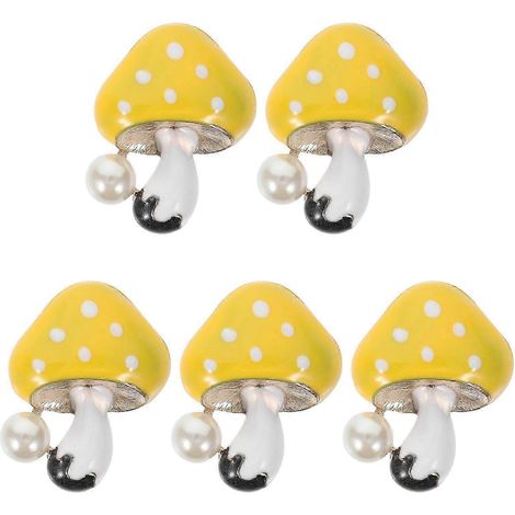 Ornement décoratif champignon mignon pour voiture, grille d'aération intérieure, alliage d'aluminium et imitation perle, lot de 5 (1/5)