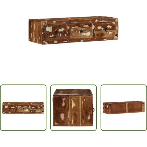 vidaXL Bois de récupération - Meuble TV mural 100x32x25 cm bois massif de récupération (1/5)