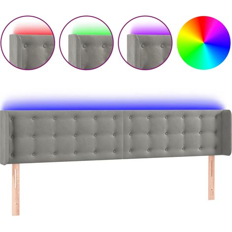 Maison Exclusive - Cabecero con LED de terciopelo gris claro 183x (1/5)