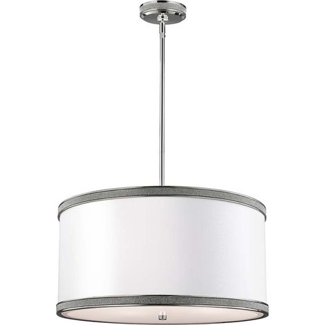 Pendellampe Deckenlampe Hängeleuchte Stahl Glas Chrom D 50,8 cm Esszimmerlampe
