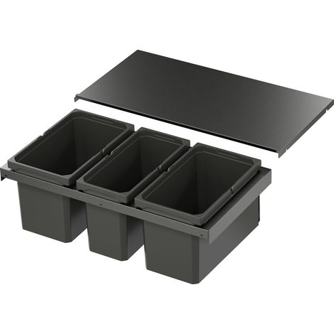 Vs Envi Flex XS-256 Abfalltrennsystem KB 800mm Mülltrennsystem 2x16/1x12 Liter Lava (1/4)