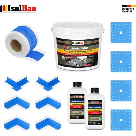 Dichtset Dusche Flüssigfolie 12 kg Bad Dichtband Abdichtset Set Duschelement (1/5)