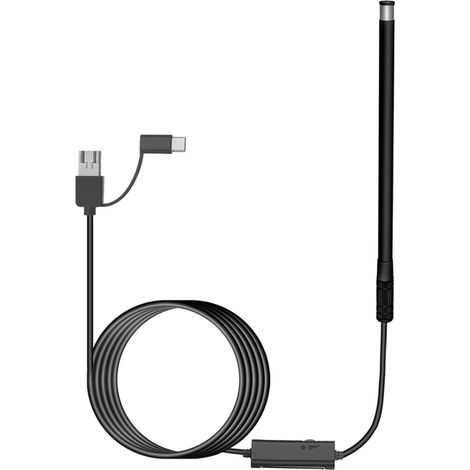 Cámara endoscópica de oído ajustable con 6 LED, lente de 5,5 mm, resolución de 640x480, resistente al agua IP67, compatible con Android/Windows. (1/5)