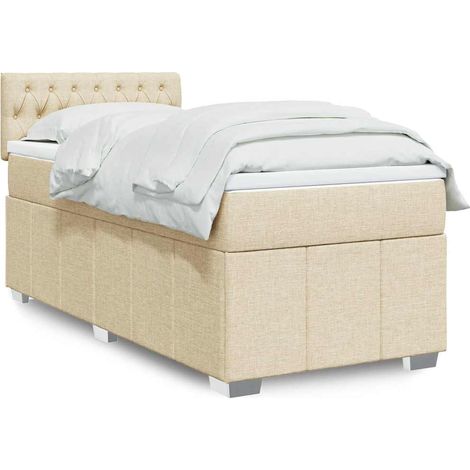 Boxspringbett mit Matratze Creme 100x200 cm Stoff