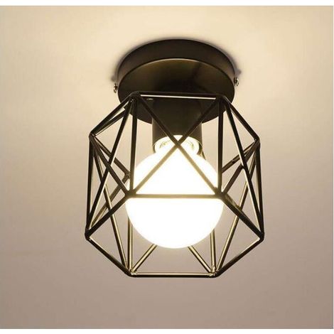 VURAHOME - Noir nordique minimaliste petit plafonnier allée créative couloir lampe couloir porche personnalité fer allée lampe (1/4)