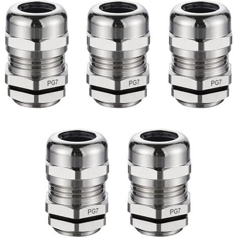 5 Pcs PG7 Cable Glands, IP68 Level Waterproof Cable Connectors, 12.5MM Brass Dustproof Cable Connectors, Can Be Used for 3-6.5MM Cable Joining
