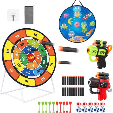 Youyijia 26in Double-Sided Dart Board Game for Kids & Adults, Indoor Outdoor Dart Game Set with Stand & Hanging Options, Safe Target Shooting Toy for Family, Party & Garden Fun