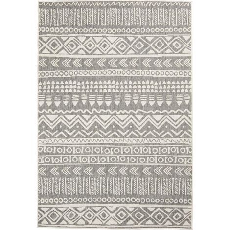 Tapis extérieur, kilim reversible LYN2 AO REVERSIBLE 200x290 gris et crème