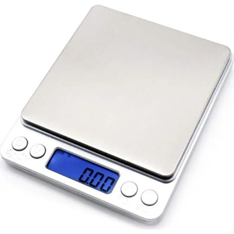 Balance de cuisine numérique, 500 g/0,01 g, argentée, haute précision, avec écran LCD rétroéclairé et fonction tare intelligente