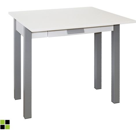 Mesa de Cocina - Modelo HENA Metal - Material MDF/Metal - Medidas 80 x 40/80 x 76 cm Color: Blanco (1/3)