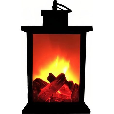 Lampe de cheminée confortable avec lumière LED effet flamme réaliste pour intérieur et extérieur - Poignée pour décoration de table de Noël, fête à la maison (1/5)