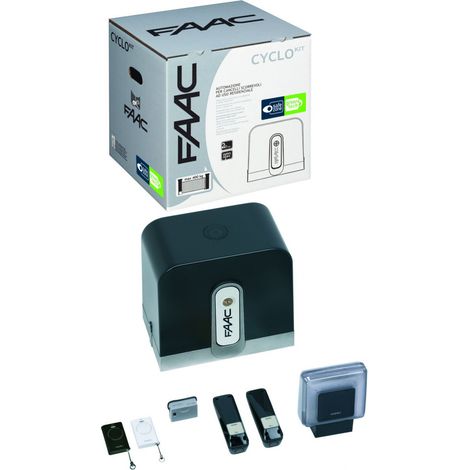 Faac – Kit de motorisation de portail coulissant 800 kg – Tension 24V – Écran LCD pour programmation – Compatible avec photocellules (1/2)