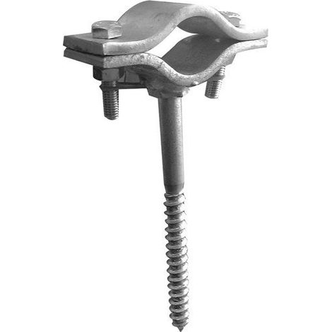 Collier avec tire-fond en acier 25cm – Accessoire de fixation pour antenne TV et parabole – Résistant aux environnements extérieurs – Metronic