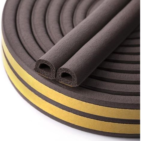 10m rubber sealing strip for doors and windows against cold drafts and noise, brown YMYNY (1/4)