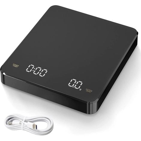 Automatische Kaffeewaage mit Timer, USB-wiederaufladbar, digitale Kaffeewaage, Messgenauigkeit 0,1 g, maximale Tragkraft 3000 g (1/5)