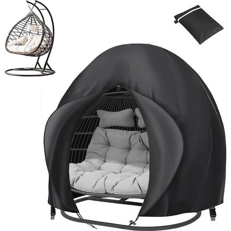Funda para silla colgante doble tipo huevo - Negra, 230 x 200 cm, Impermeable y Duradera (1/5)