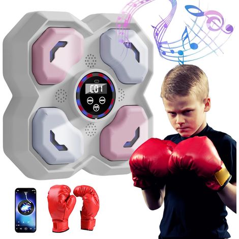 Wandmontierte Musikboxmaschine mit Boxhandschuhen, 9 Geschwindigkeiten, Bluetooth, Musikboxgerät für Kinder und Erwachsene